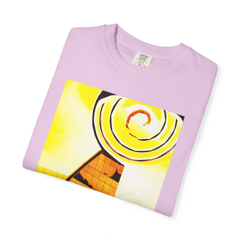 Lemonheads and Lollipops By Kevin Quinn   -Abstract Yellow Spiral Urban Modern Architecture Graphic Tee