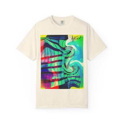 Rooftop Jazz By Kevin Quinn -Abstract Urban Modern Architecture Psychedelic Swirl T-Shirt