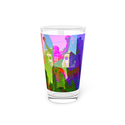 Abstract Art Beer Pint Glass – 16oz Craft Beer Glass – “City of Brotherly Love” by Kevin Quinn