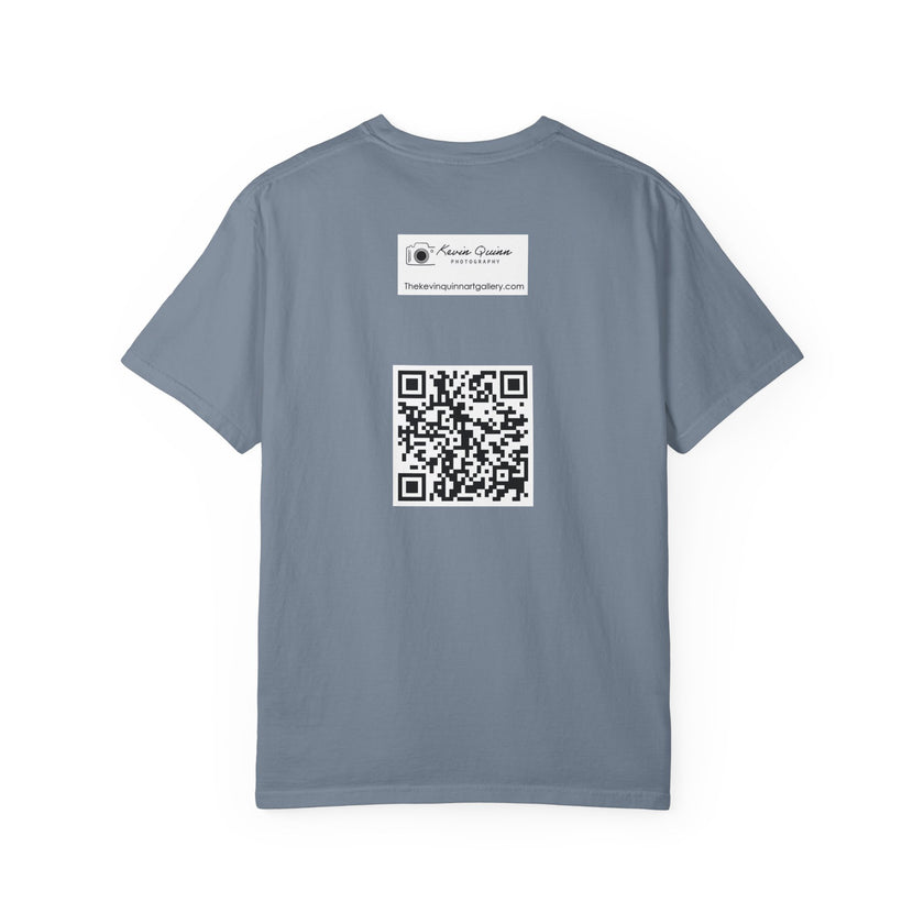 Hotel New Mexico By Kevin Quinn-Modern Abstract Architecture UFO QR Tee — Red Graphic T-Shirt with QR Code Back