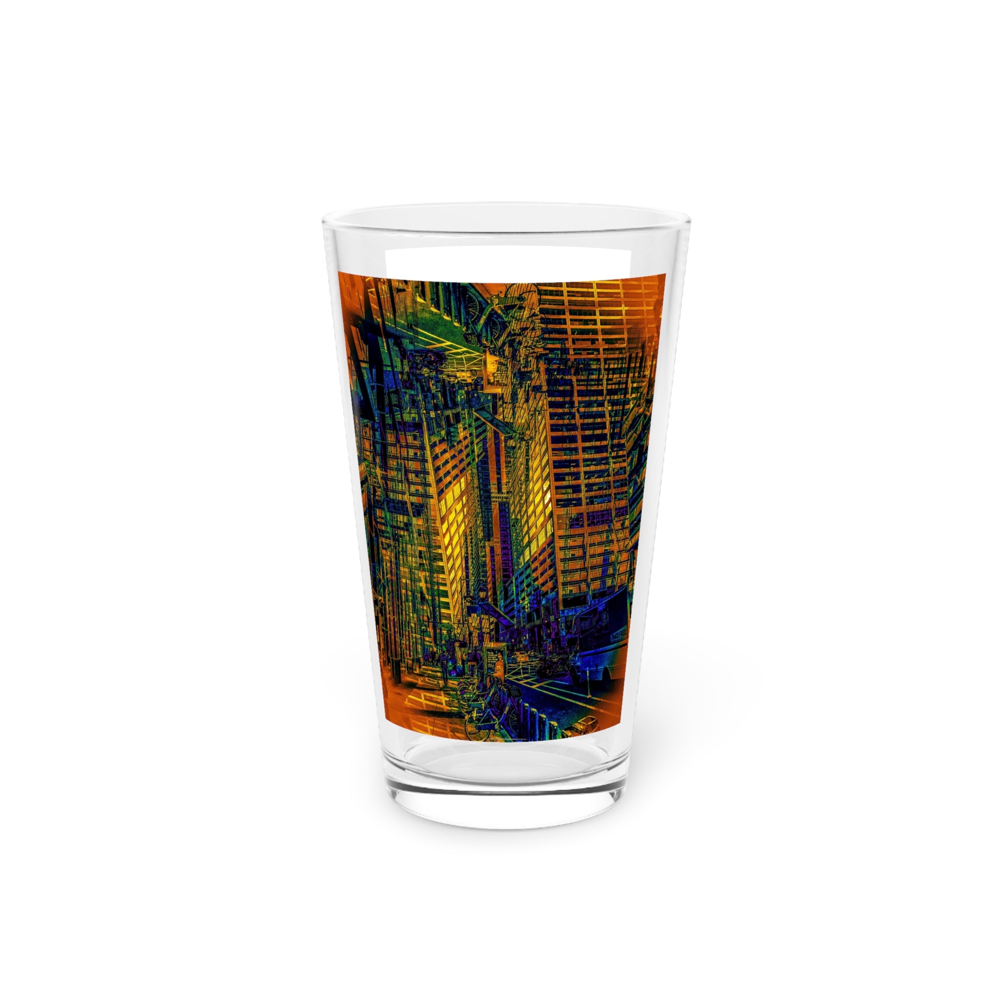 Abstract Art Beer Pint Glass – 16oz Craft Beer Glass – “Time Stand Still” by Kevin Quinn