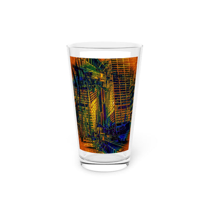 Abstract Art Beer Pint Glass – 16oz Craft Beer Glass – “Time Stand Still” by Kevin Quinn