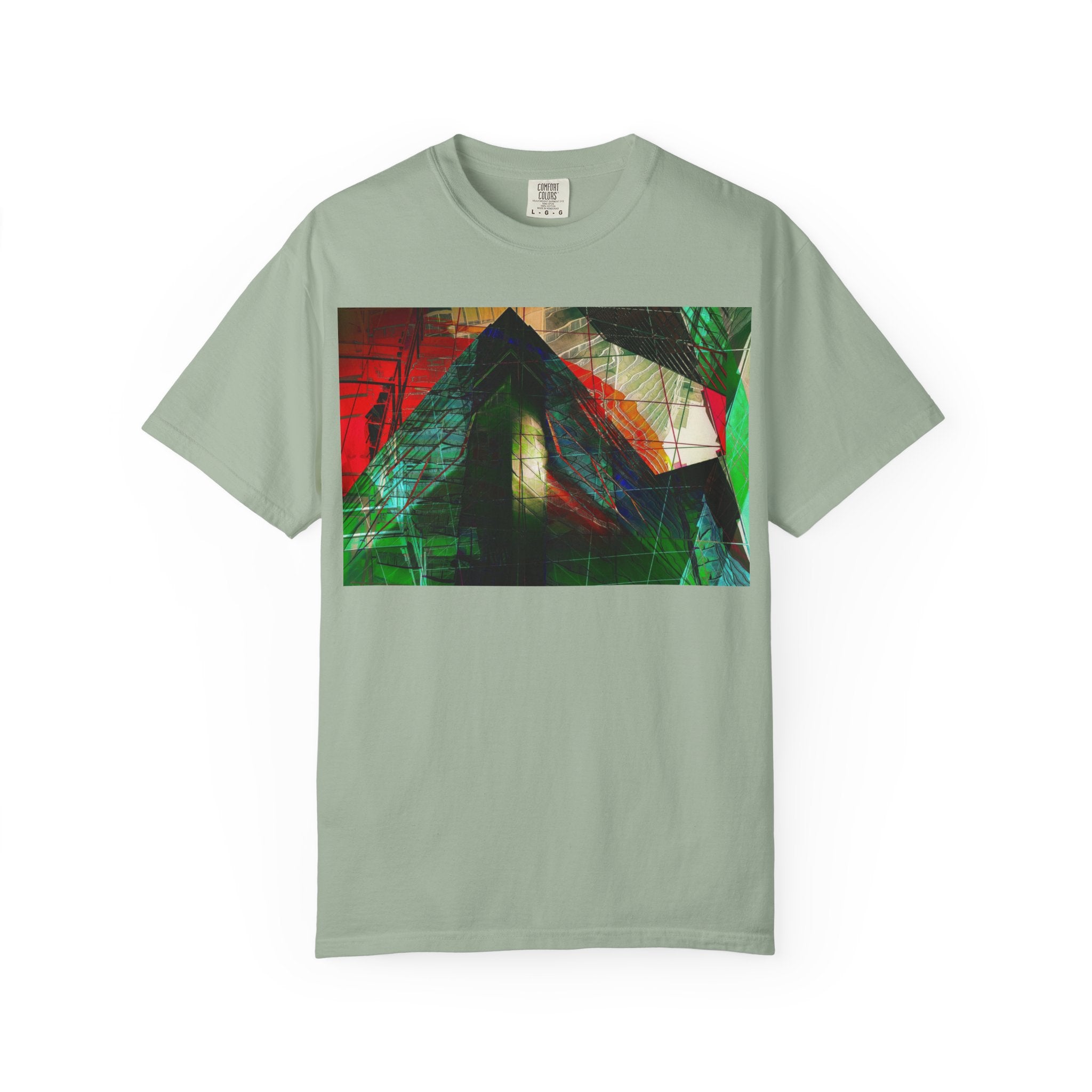 In The Journey By Kevin Quinn- Abstract Urban Architecture Geometric Pyramid T-Shirt — Colorful Architectural Art Tee