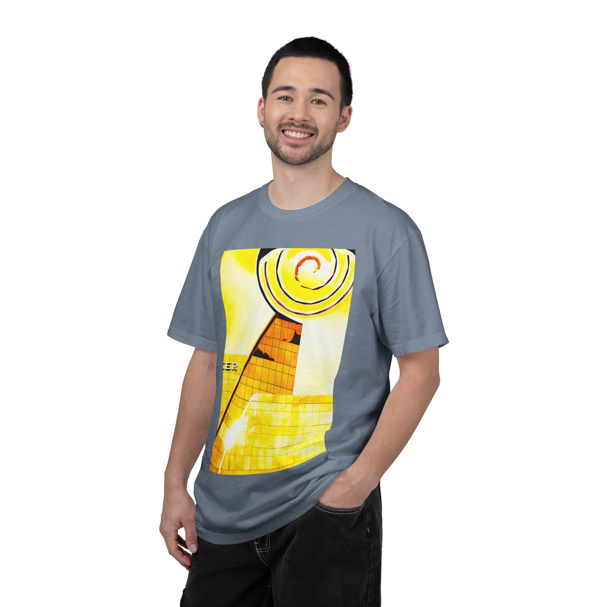 Lemonheads and Lollipops By Kevin Quinn   -Abstract Yellow Spiral Urban Modern Architecture Graphic Tee