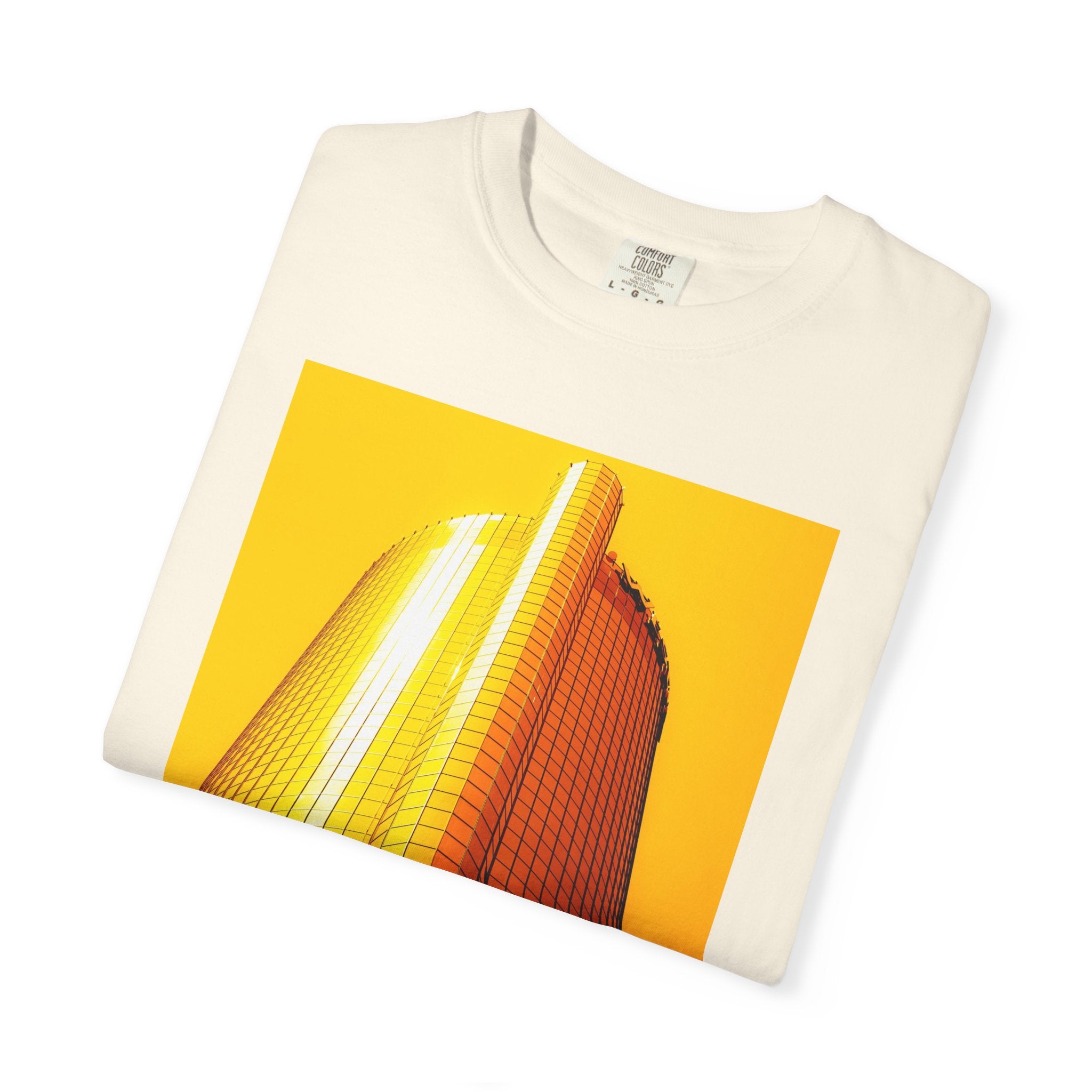 Summer In The City By Kevin Quinn -Modern Urban Architecture Sunset Skyscraper T-Shirt — Golden Architectural Photo Tee