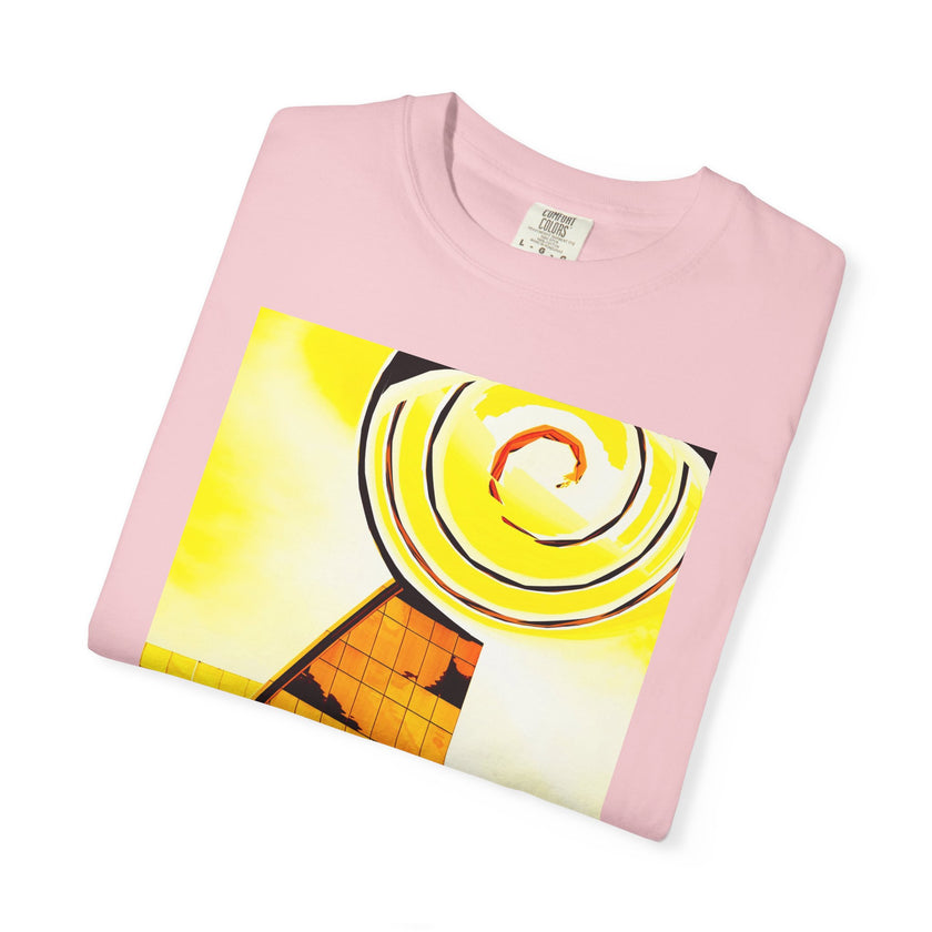 Lemonheads and Lollipops By Kevin Quinn   -Abstract Yellow Spiral Urban Modern Architecture Graphic Tee