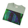 Love Talk By Kevin Quinn -Urban Abstract Architecture Neon Cityscape T-Shirt - Green & Purple Glitch Graphic