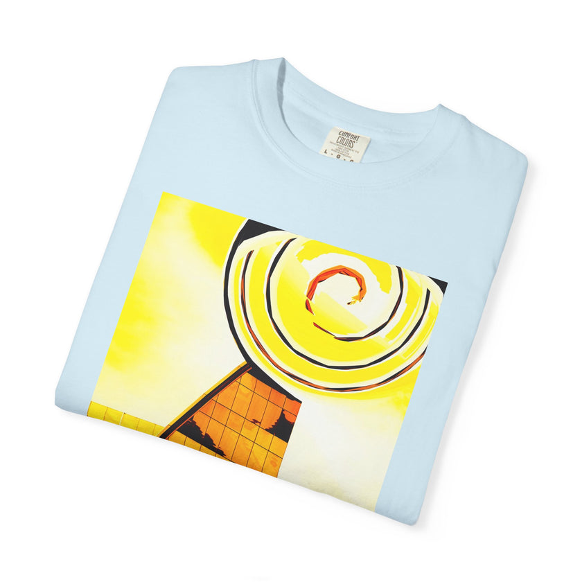 Lemonheads and Lollipops By Kevin Quinn   -Abstract Yellow Spiral Urban Modern Architecture Graphic Tee