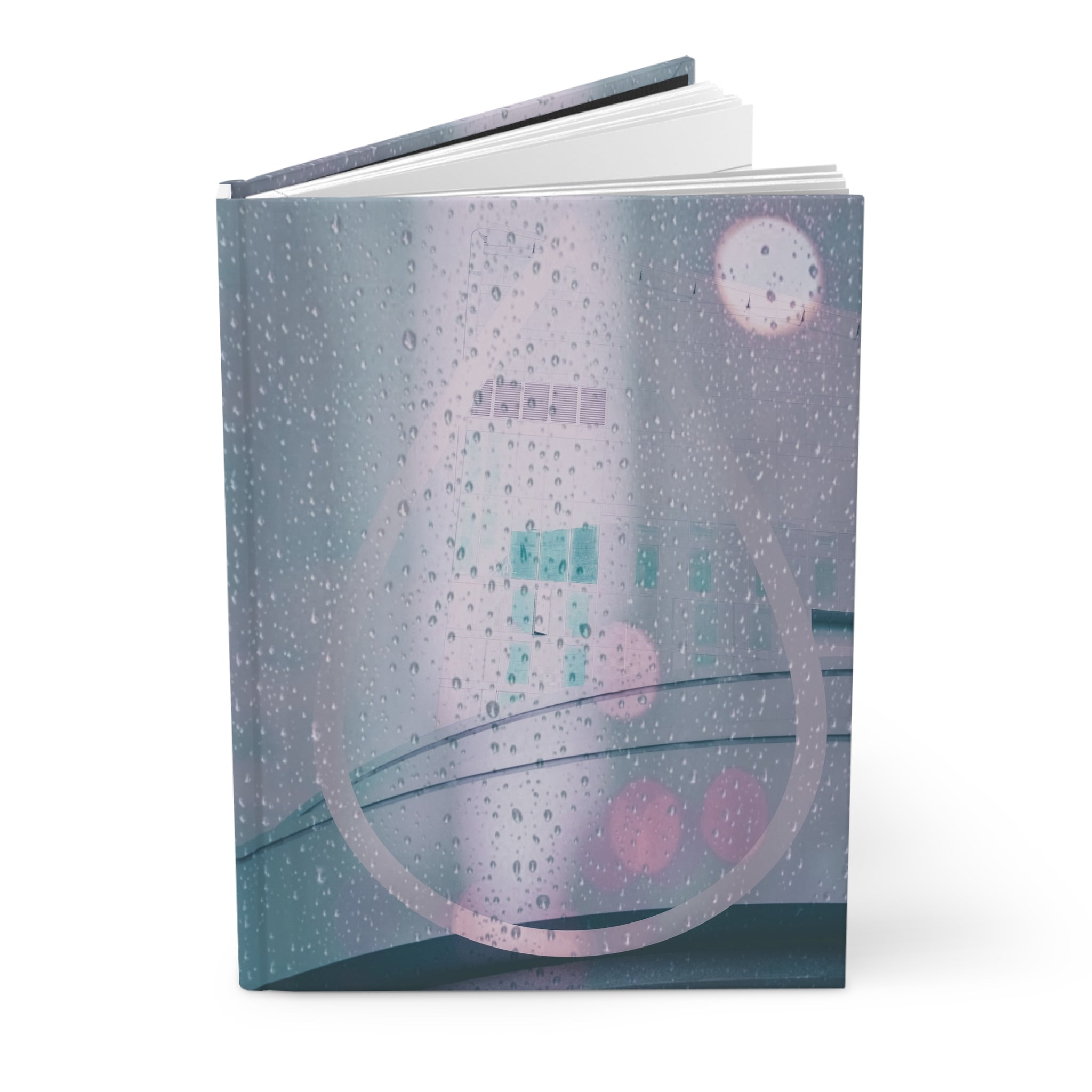 Rain Drop By Kevin Quinn - Rainy Window Hardcover Journal — Moody Pastel Photography Notebook