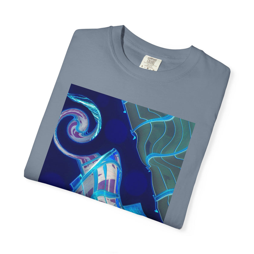 Tiny Dancer By Kevin Quinn   -Urban Modern Abstract Architecture Graphic Tee— Blue Surreal Building Art