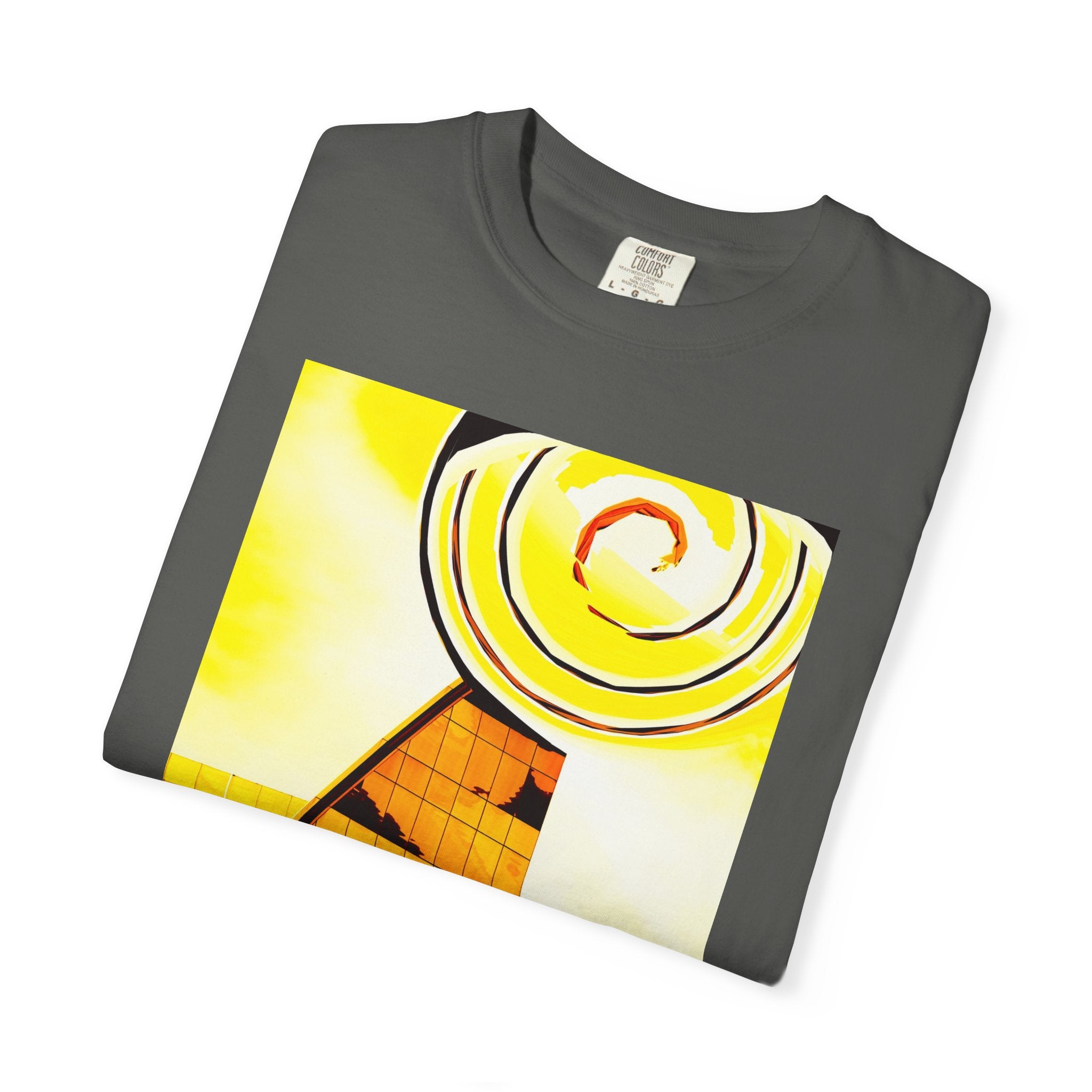 Lemonheads and Lollipops By Kevin Quinn   -Abstract Yellow Spiral Urban Modern Architecture Graphic Tee