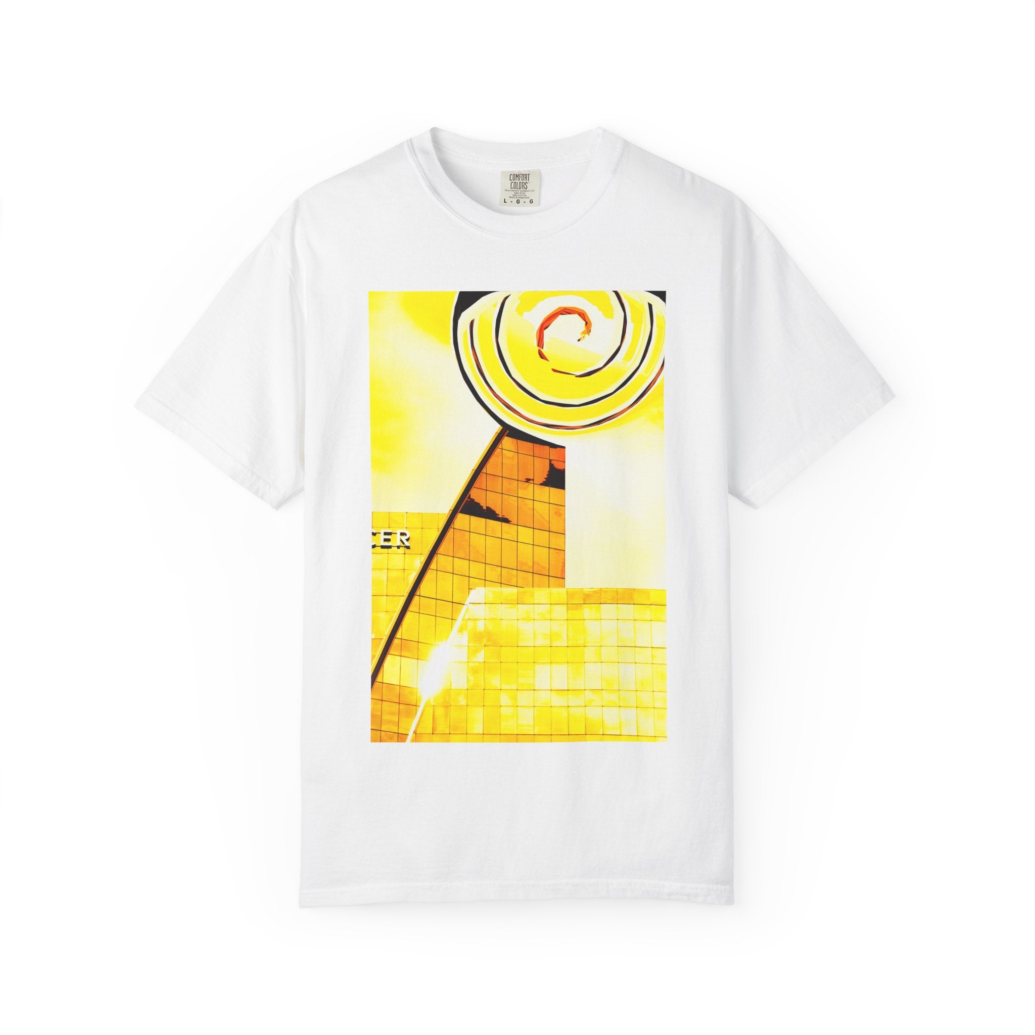 Lemonheads and Lollipops By Kevin Quinn   -Abstract Yellow Spiral Urban Modern Architecture Graphic Tee