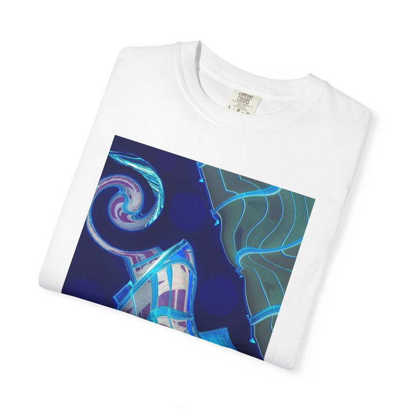 Tiny Dancer By Kevin Quinn   -Urban Modern Abstract Architecture Graphic Tee— Blue Surreal Building Art