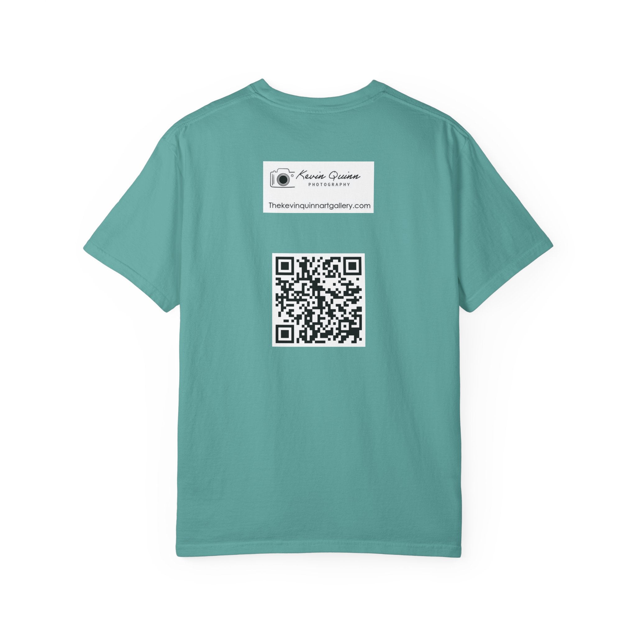 Silky The Sun Kid By Kevin Quinn-Modern Urban Sunface Graphic T-Shirt — Yellow Sun Artwork with QR Code Back