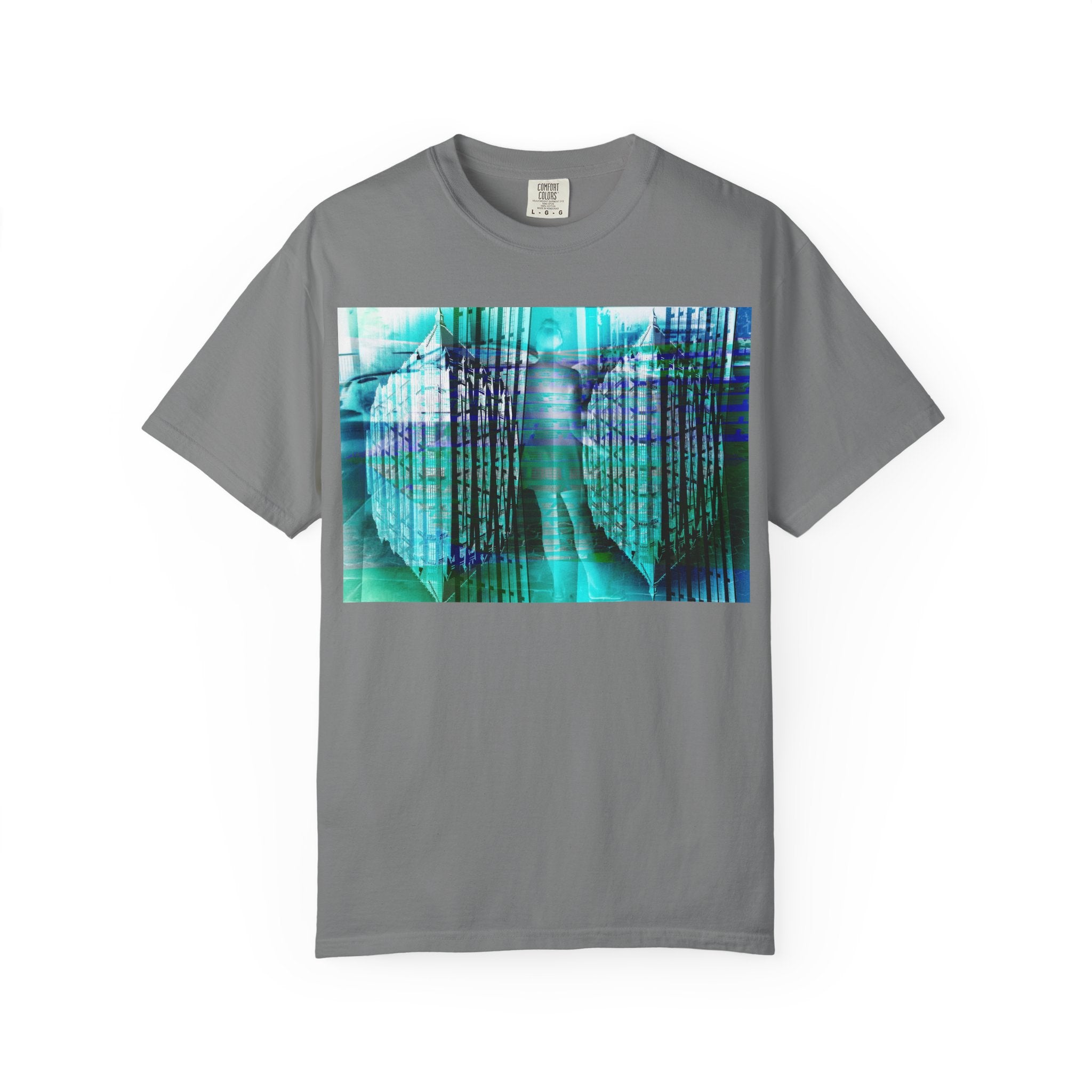 Pardon Me By Kevin Quinn -Abstract Urban Architecture Street Photography Blue T-Shirt — Surreal Nature Graphic Tee