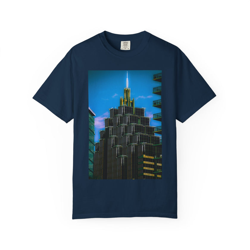 A Face In The Crowd By Kevin Quinn -Urban Architecture City Neon Skyline T-Shirt