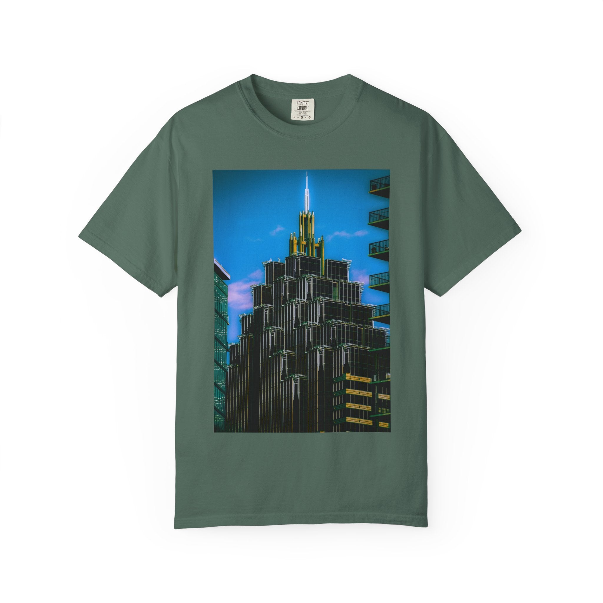 A Face In The Crowd By Kevin Quinn -Urban Architecture City Neon Skyline T-Shirt