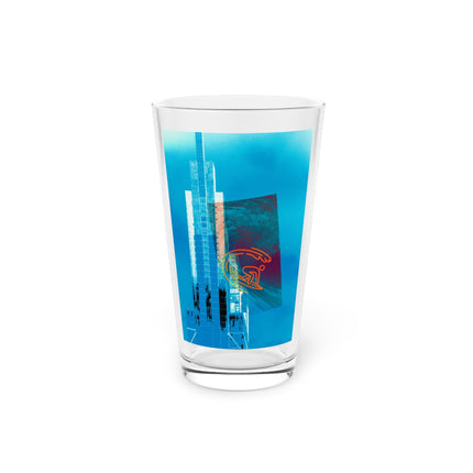 Abstract Art Beer Pint Glass – 16oz Craft Beer Glass – “Surfing Philly” by Kevin Quinn