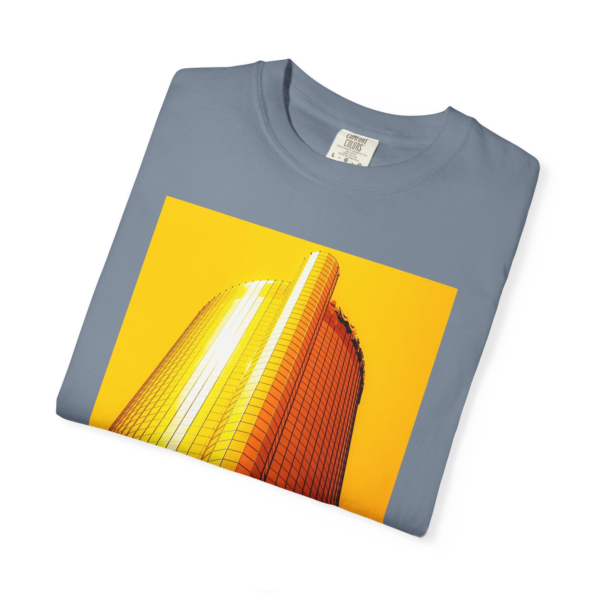Summer In The City By Kevin Quinn -Modern Urban Architecture Sunset Skyscraper T-Shirt — Golden Architectural Photo Tee