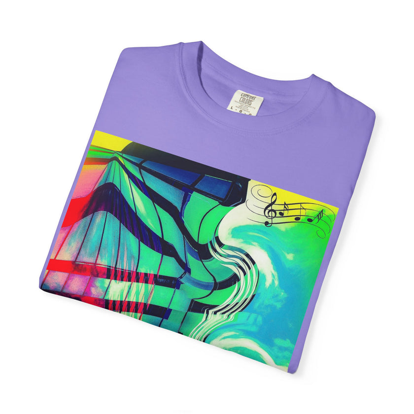 Rooftop Jazz By Kevin Quinn -Abstract Urban Modern Architecture Psychedelic Swirl T-Shirt