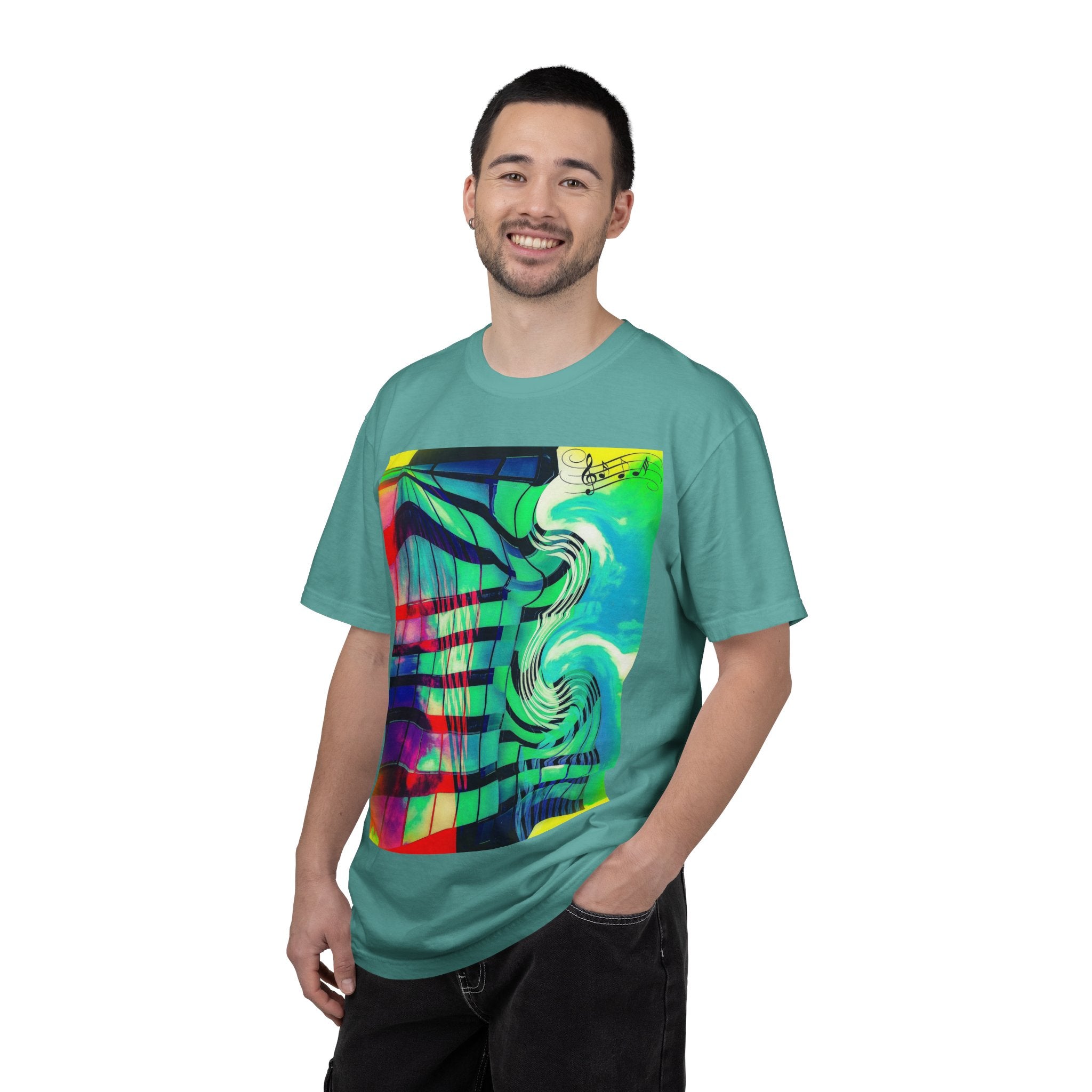 Rooftop Jazz By Kevin Quinn -Abstract Urban Modern Architecture Psychedelic Swirl T-Shirt