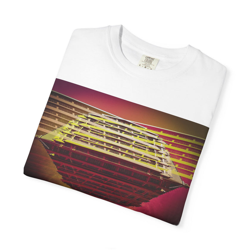 Dreaming With Dali By Kevin Quinn -Retro Futuristic Sunset Abstract Urban Architecture T-Shirt — Geometric Vaporwave Graphic