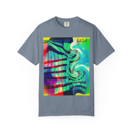 Rooftop Jazz By Kevin Quinn -Abstract Urban Modern Architecture Psychedelic Swirl T-Shirt