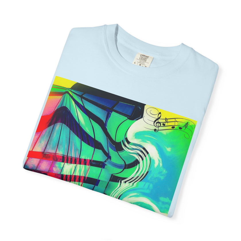Rooftop Jazz By Kevin Quinn -Abstract Urban Modern Architecture Psychedelic Swirl T-Shirt