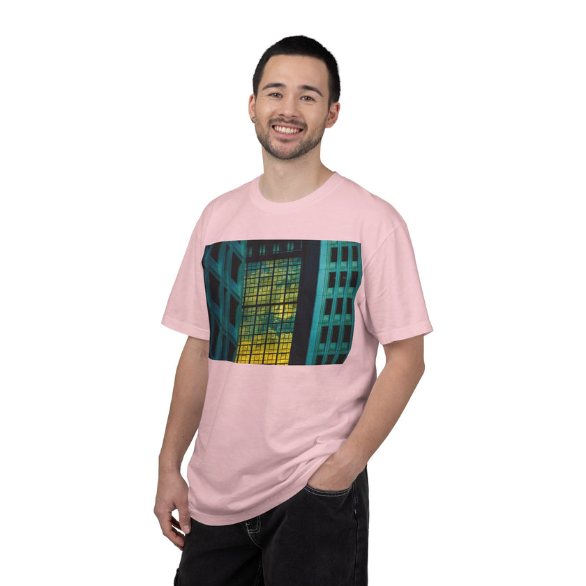 Walking With Van Gogh By Kevin Quinn-Urban Modern Architecture City Window Photo Tee — Nighttime Urban Architecture T-Shirt
