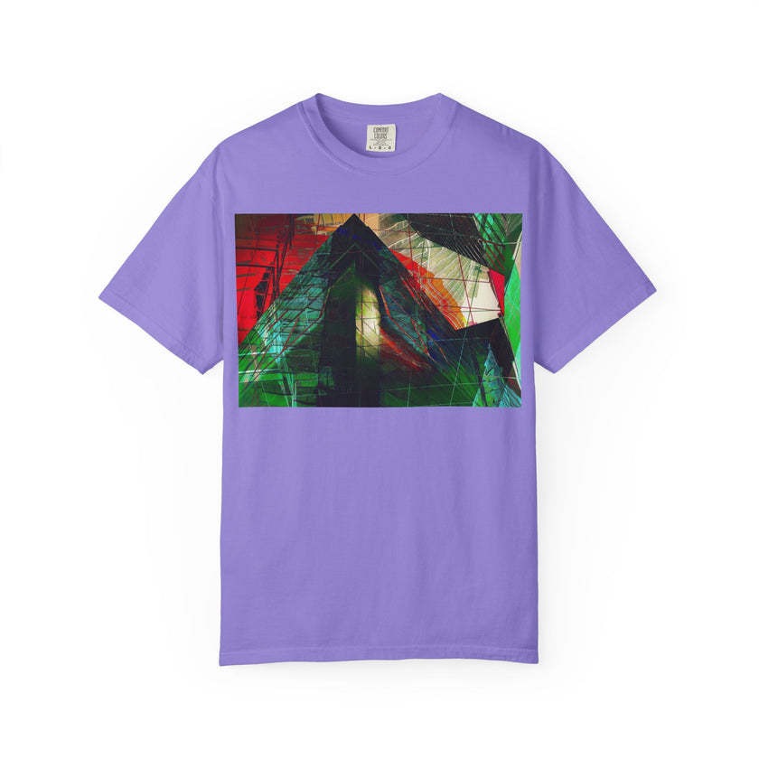 In The Journey By Kevin Quinn- Abstract Urban Architecture Geometric Pyramid T-Shirt — Colorful Architectural Art Tee