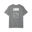 Silky The Sun Kid By Kevin Quinn-Modern Urban Sunface Graphic T-Shirt — Yellow Sun Artwork with QR Code Back