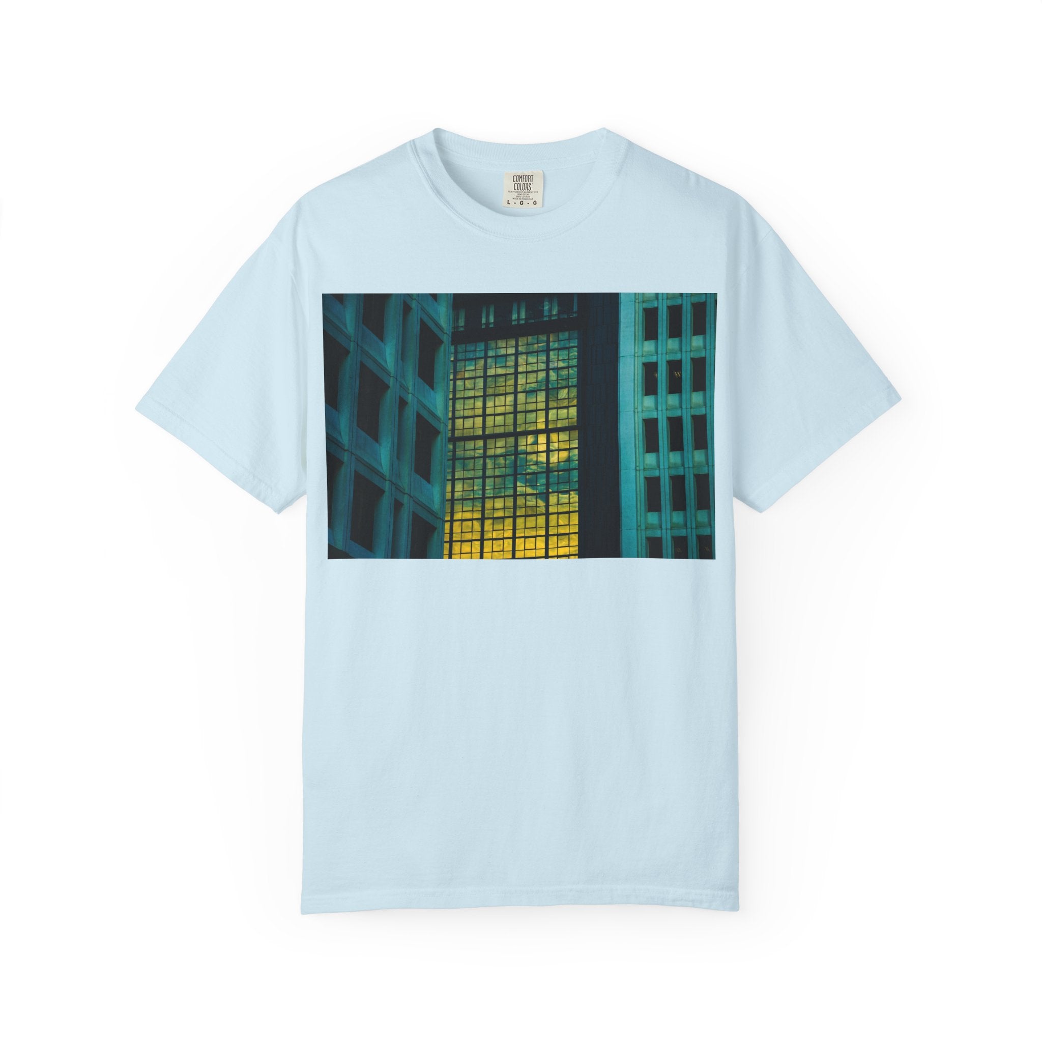 Walking With Van Gogh By Kevin Quinn-Urban Modern Architecture City Window Photo Tee — Nighttime Urban Architecture T-Shirt