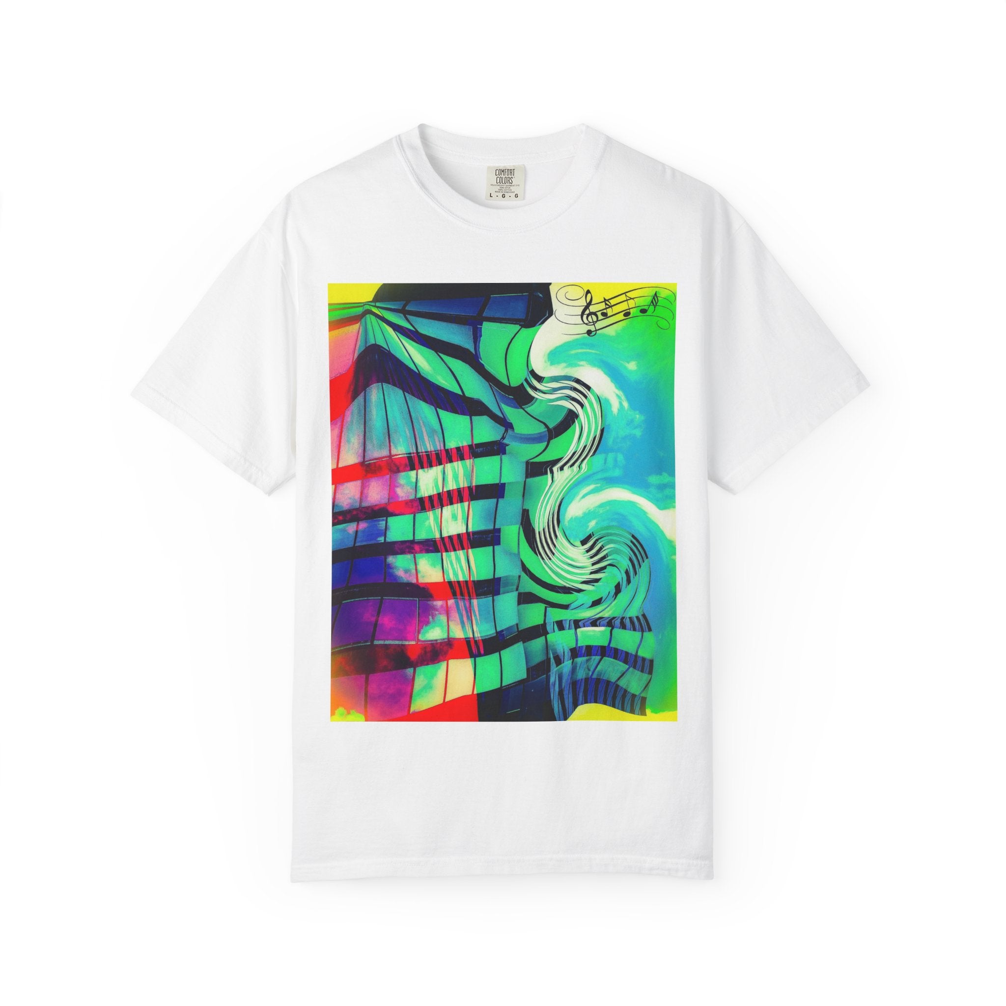 Rooftop Jazz By Kevin Quinn -Abstract Urban Modern Architecture Psychedelic Swirl T-Shirt