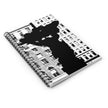 Superman By Kevin Quinn - City Statue Silhouette Spiral Notebook — Black & White Urban Fountain Ruled Journal