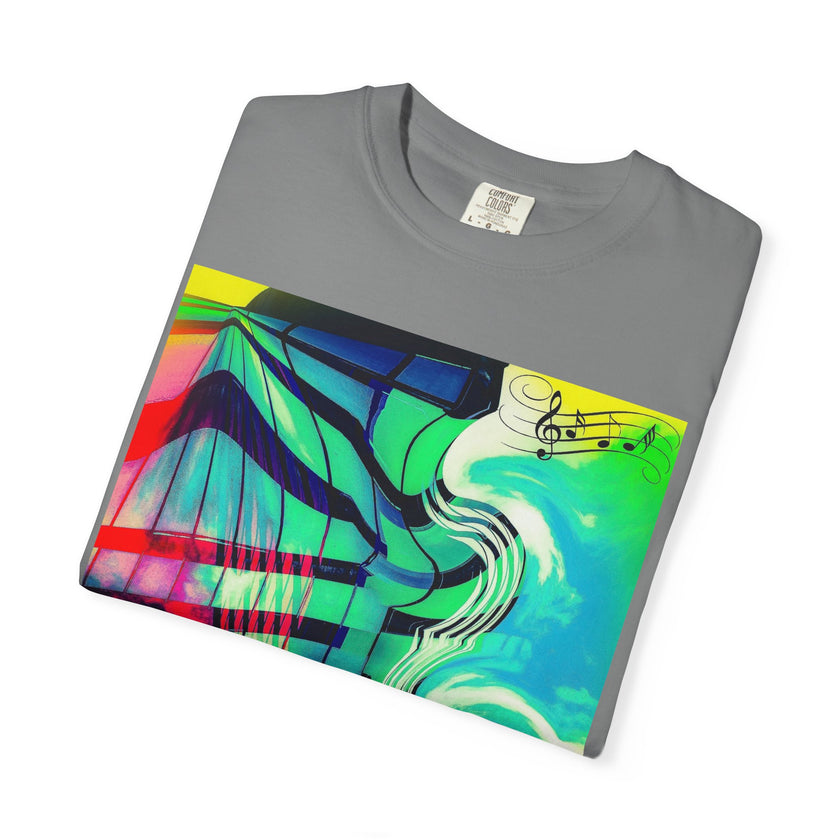 Rooftop Jazz By Kevin Quinn -Abstract Urban Modern Architecture Psychedelic Swirl T-Shirt