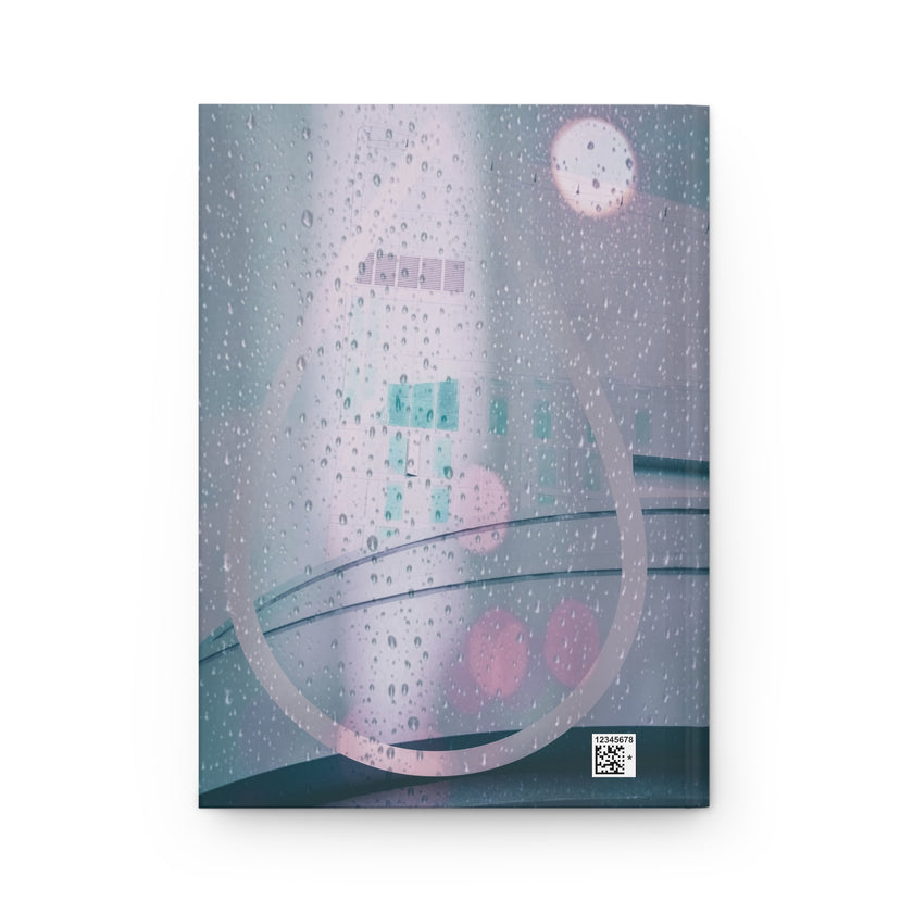 Rain Drop By Kevin Quinn - Rainy Window Hardcover Journal — Moody Pastel Photography Notebook