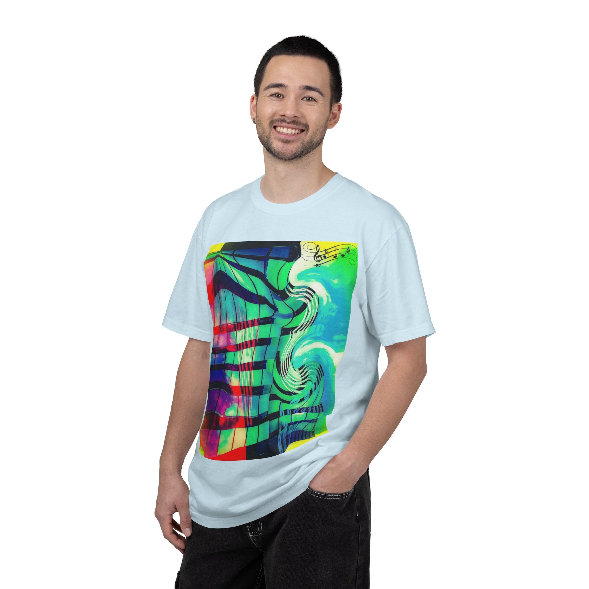 Rooftop Jazz By Kevin Quinn -Abstract Urban Modern Architecture Psychedelic Swirl T-Shirt