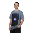 Mr. O  By Kevin Quinn   -Skull Ghost Graphic T-Shirt — Neon Blue Haunted Vibe- Modern Urban Pop Architecture