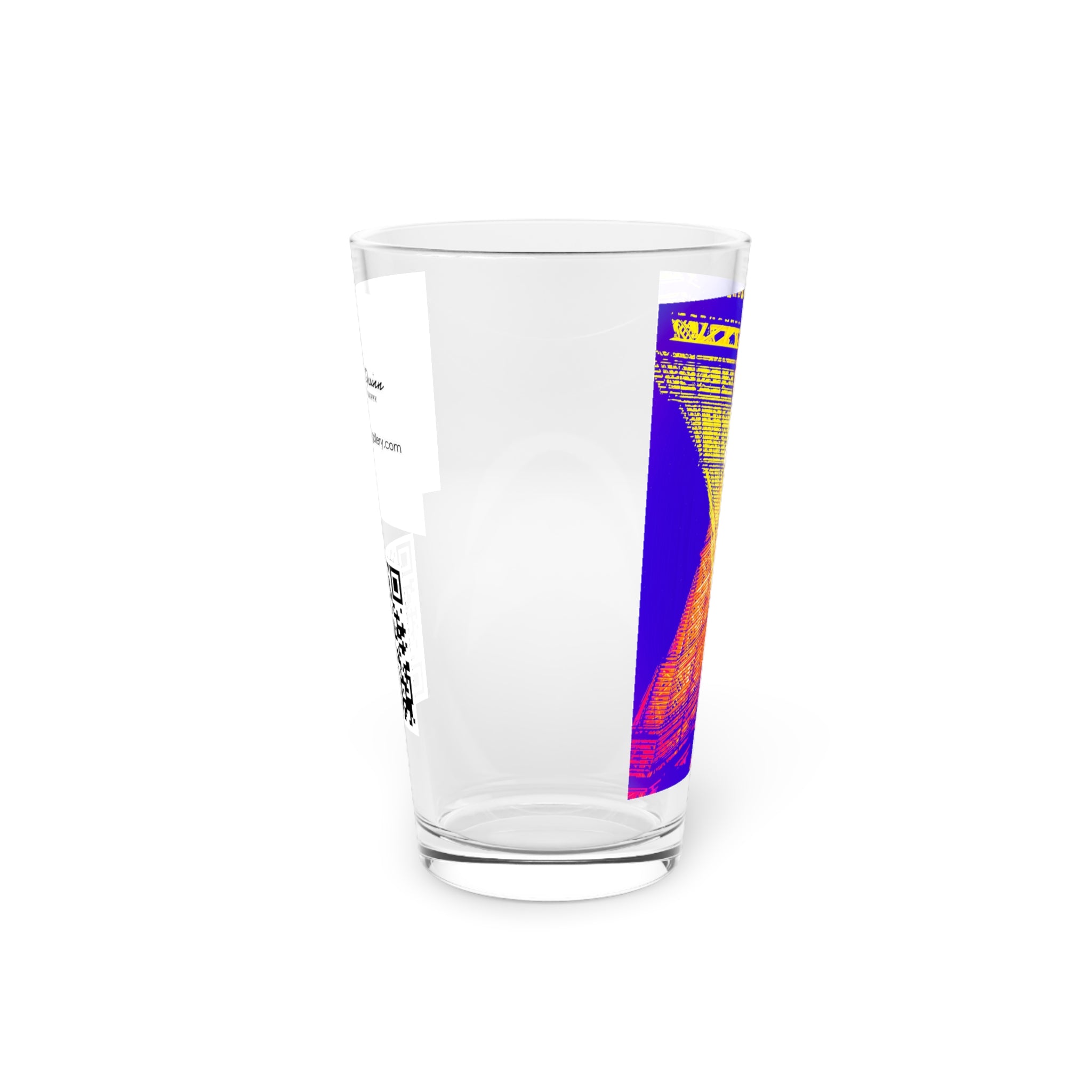 Abstract Art Beer Pint Glass – 16oz Craft Beer Glass – “Love Story” by Kevin Quinn