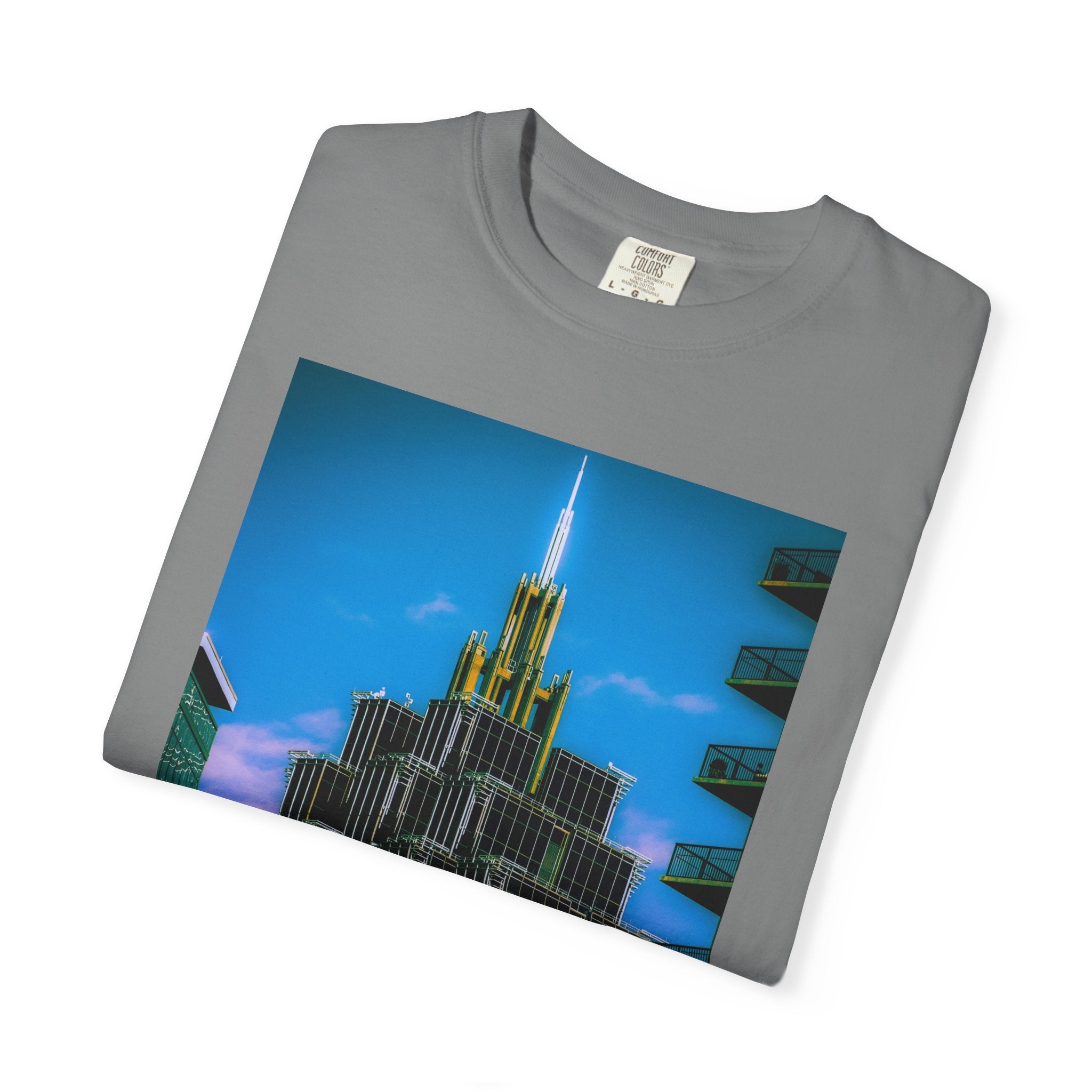 A Face In The Crowd By Kevin Quinn -Urban Architecture City Neon Skyline T-Shirt