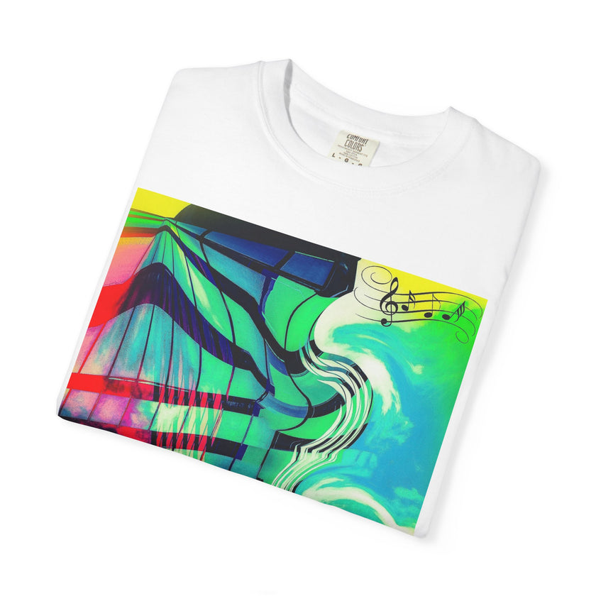 Rooftop Jazz By Kevin Quinn -Abstract Urban Modern Architecture Psychedelic Swirl T-Shirt