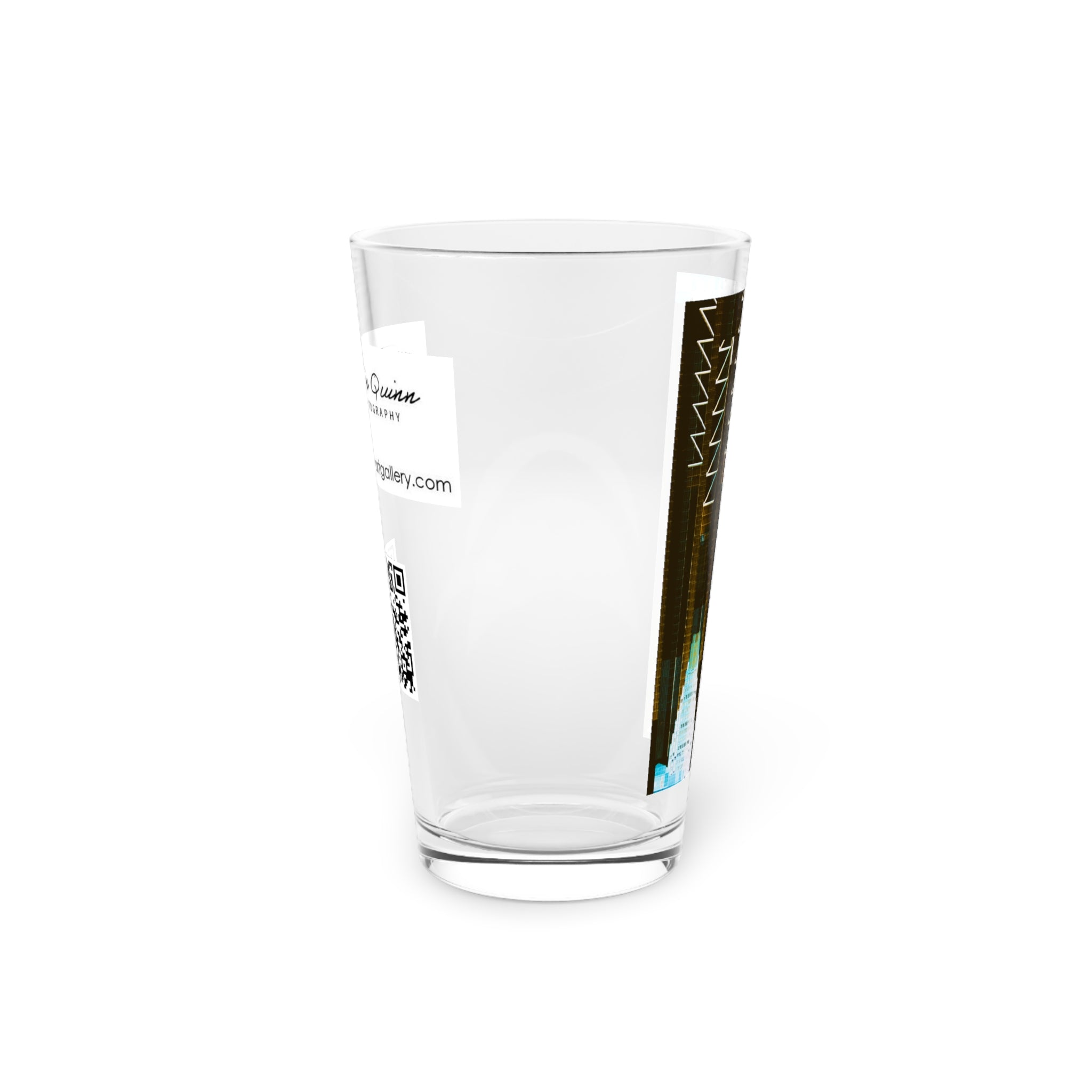 Abstract Art Beer Pint Glass – 16oz Craft Beer Glass – “Great White Sharks” by Kevin Quinn
