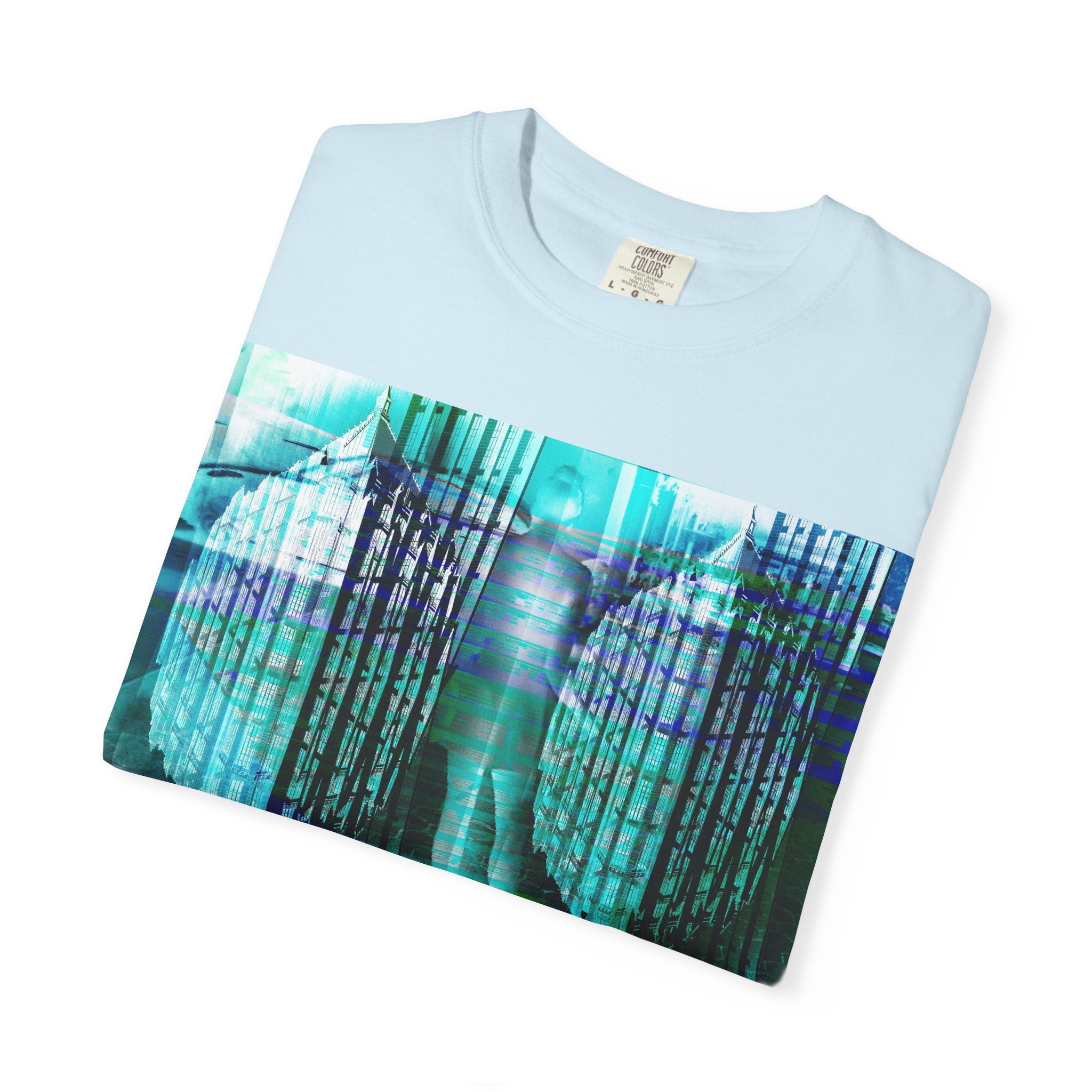 Pardon Me By Kevin Quinn -Abstract Urban Architecture Street Photography Blue T-Shirt — Surreal Nature Graphic Tee