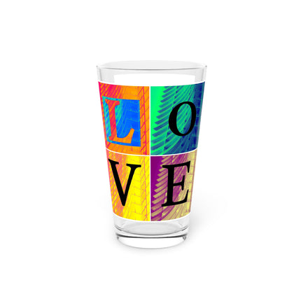 Abstract Art Beer Pint Glass – 16oz Craft Beer Glass – “Love