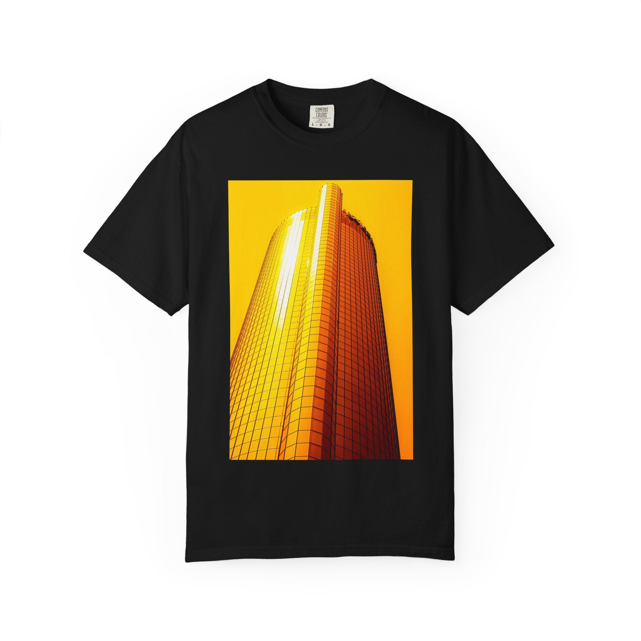 Summer In The City By Kevin Quinn -Modern Urban Architecture Sunset Skyscraper T-Shirt — Golden Architectural Photo Tee