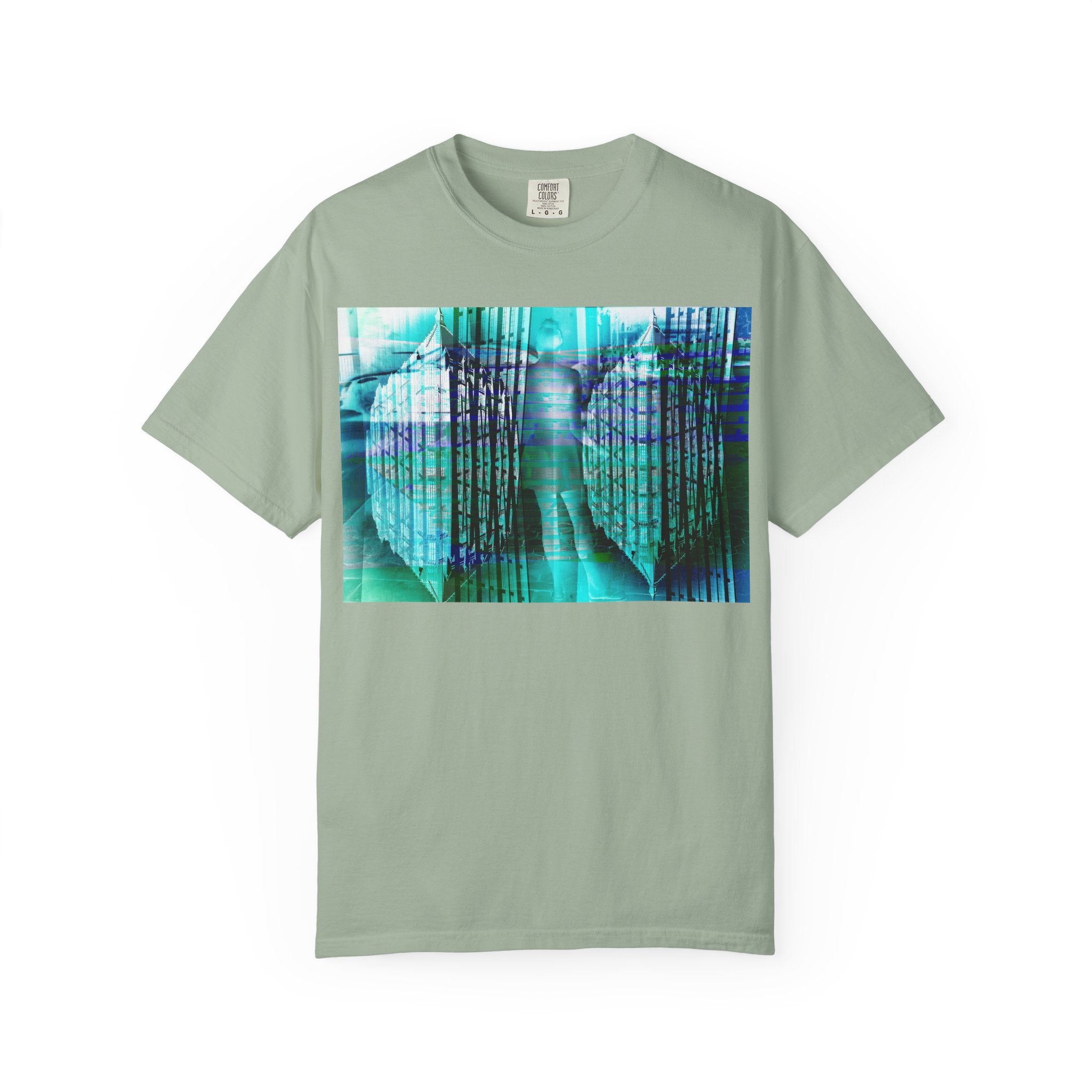 Pardon Me By Kevin Quinn -Abstract Urban Architecture Street Photography Blue T-Shirt — Surreal Nature Graphic Tee