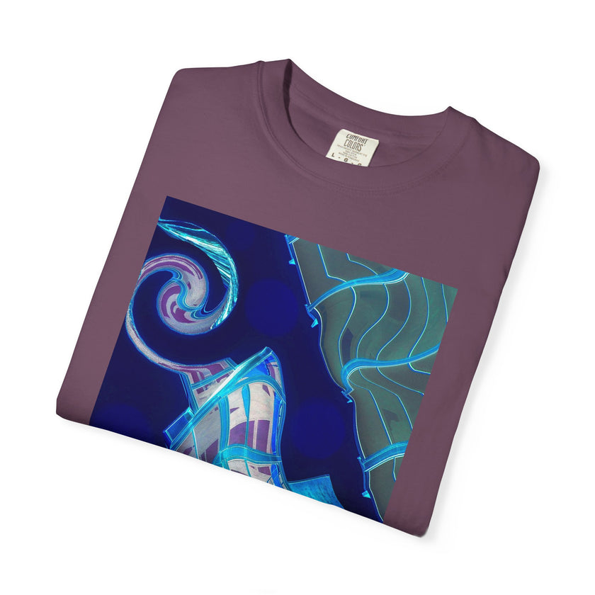 Tiny Dancer By Kevin Quinn   -Urban Modern Abstract Architecture Graphic Tee— Blue Surreal Building Art