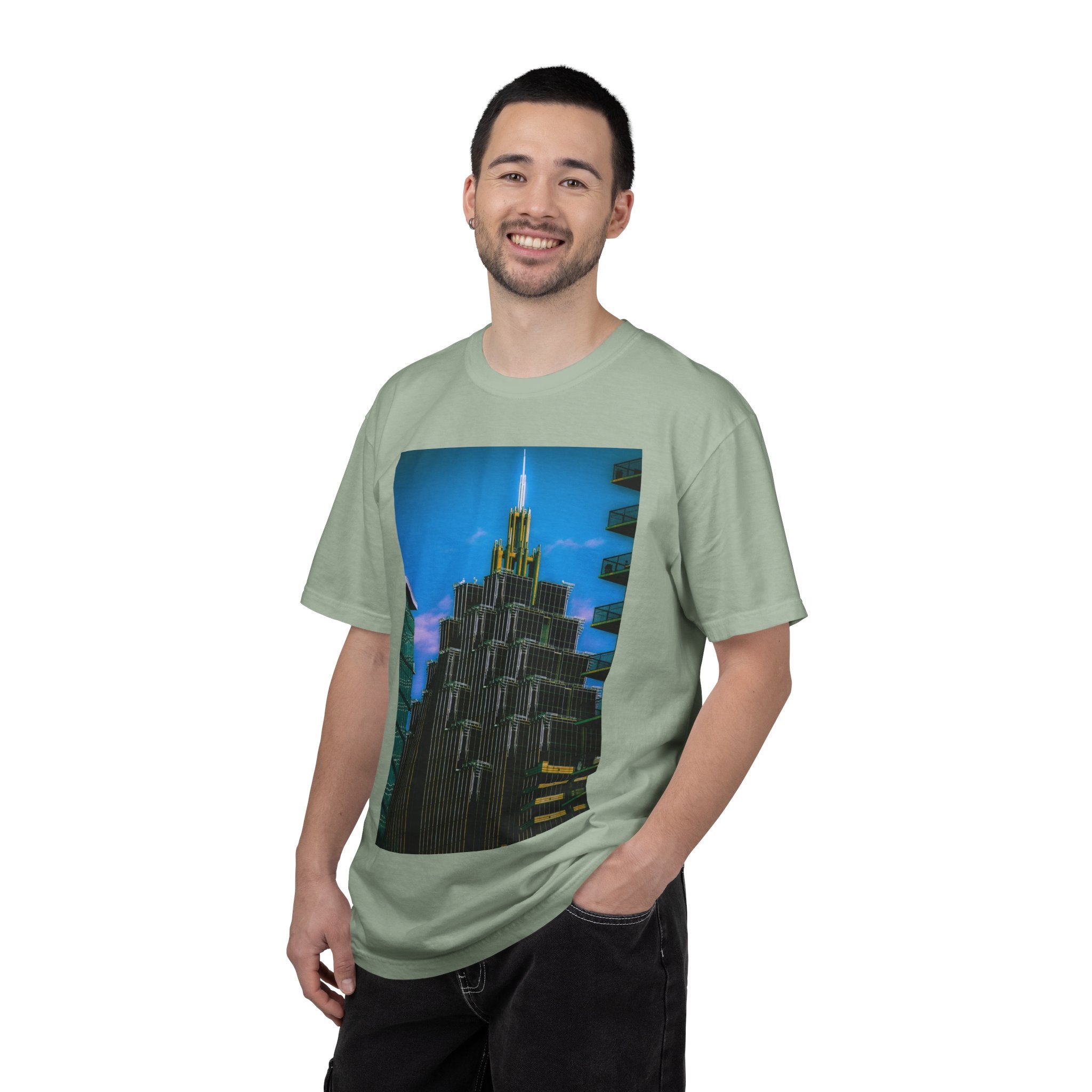 A Face In The Crowd By Kevin Quinn -Urban Architecture City Neon Skyline T-Shirt