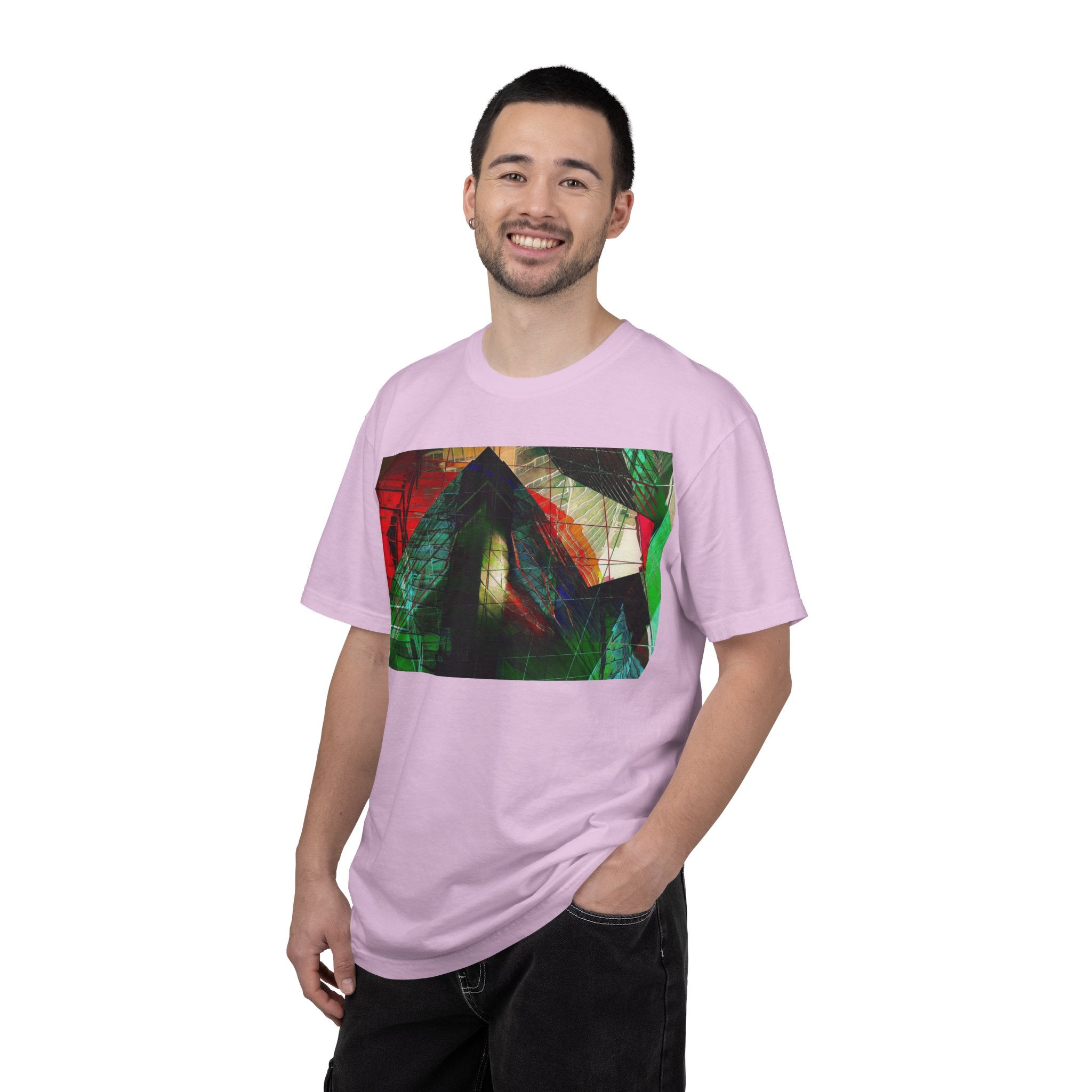 In The Journey By Kevin Quinn- Abstract Urban Architecture Geometric Pyramid T-Shirt — Colorful Architectural Art Tee