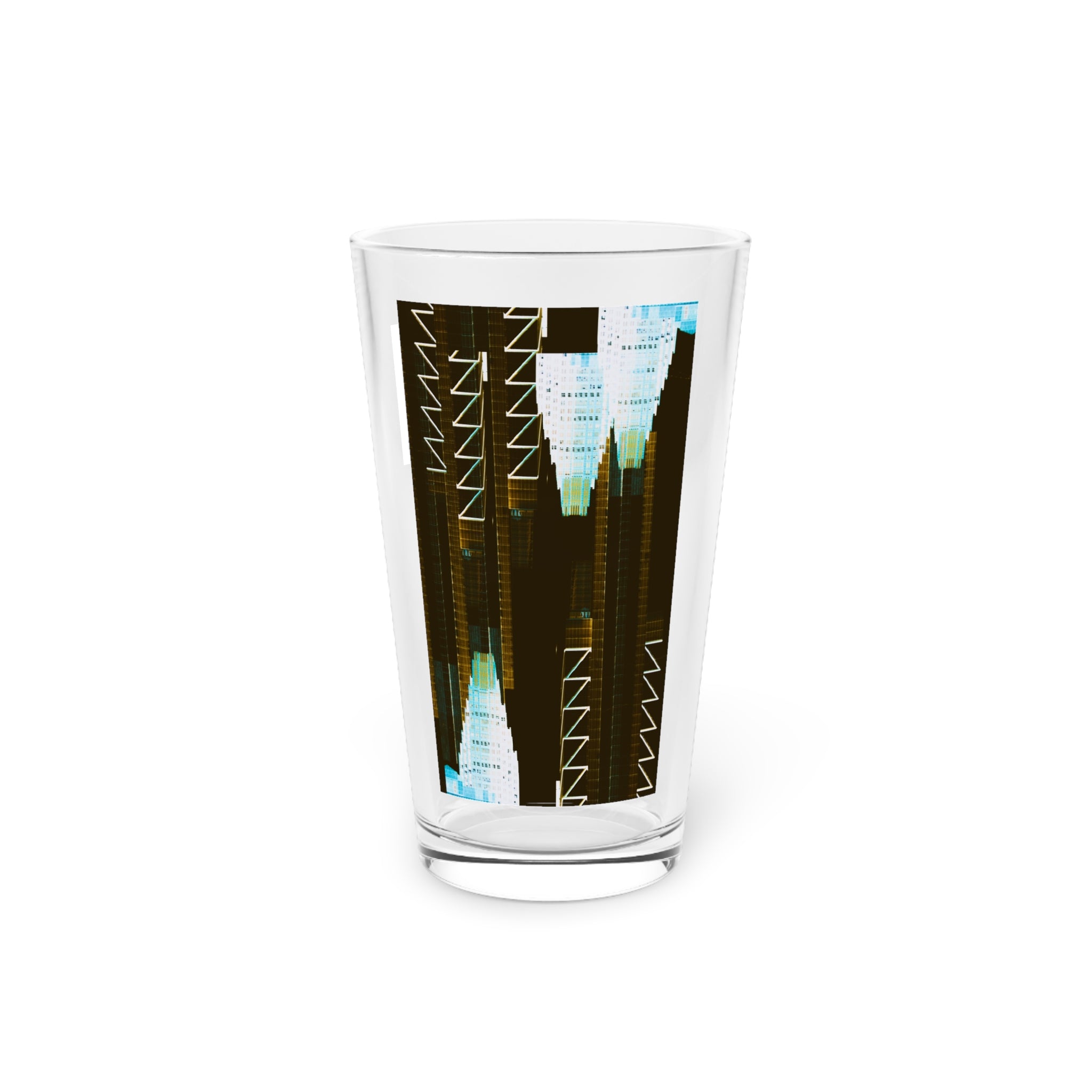 Abstract Art Beer Pint Glass – 16oz Craft Beer Glass – “Great White Sharks” by Kevin Quinn